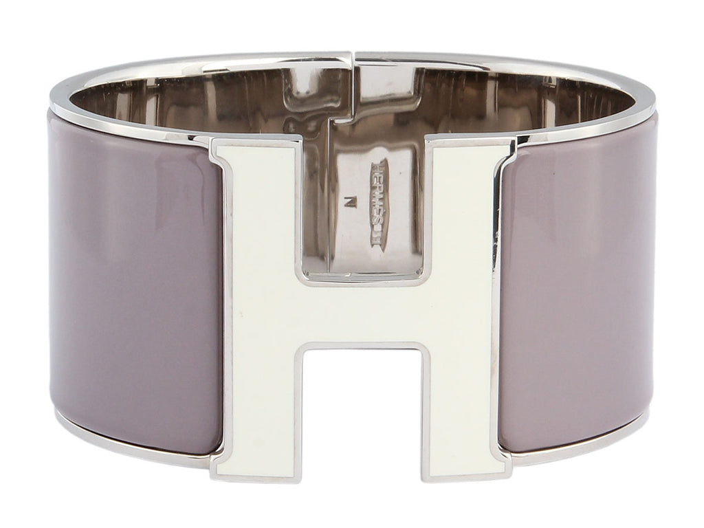 Hermès White and Plum Clic H Bracelet