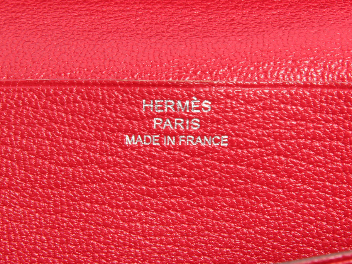 Hermès Red Chèvre Long Béarn Gusset Wallet - Ann's Fabulous Closeouts