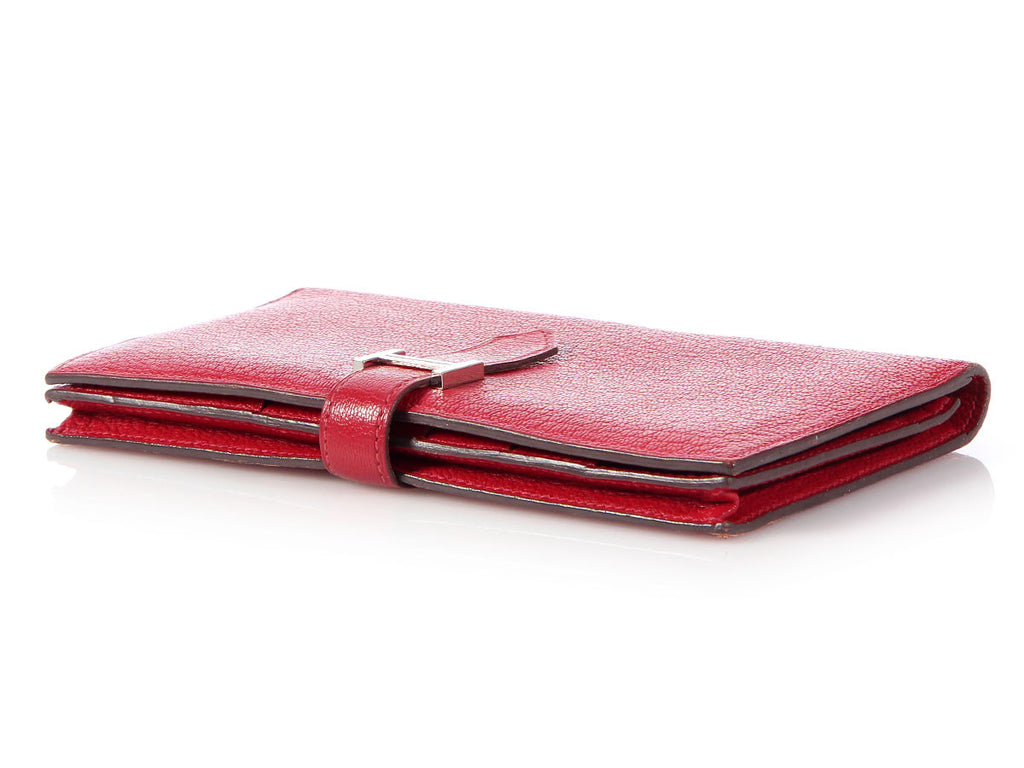 Hermès Rouge Casaque Bearn Gusset Wallet
