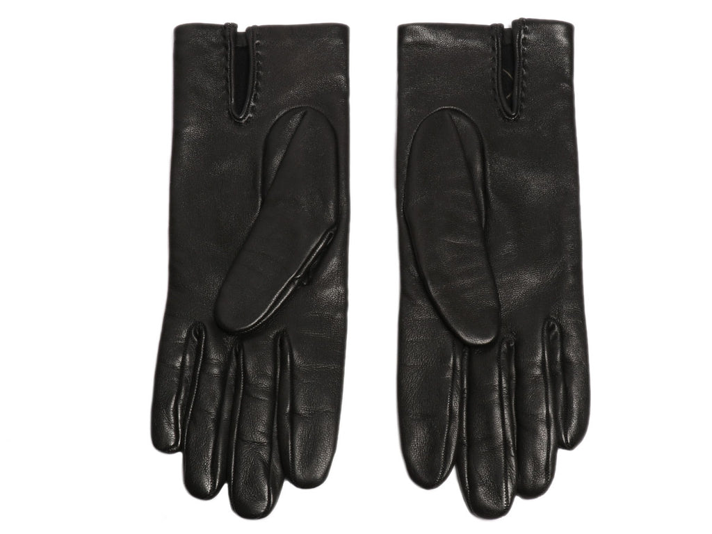 Hermès Black Lambskin H Gloves