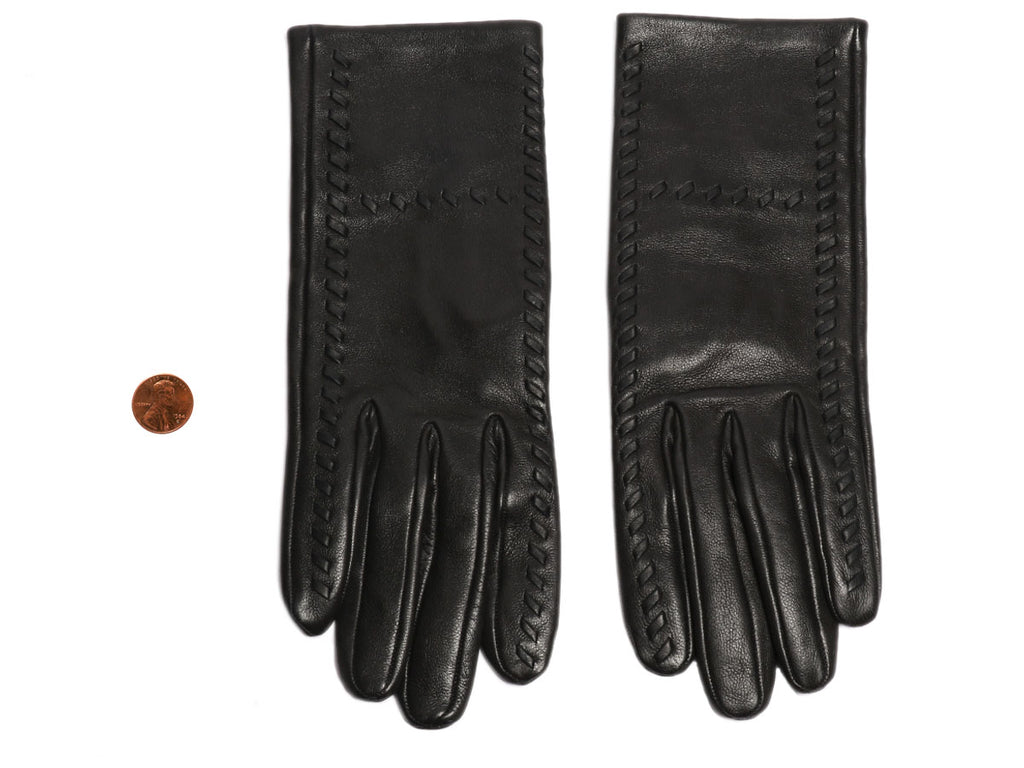 Hermès Black Lambskin H Gloves