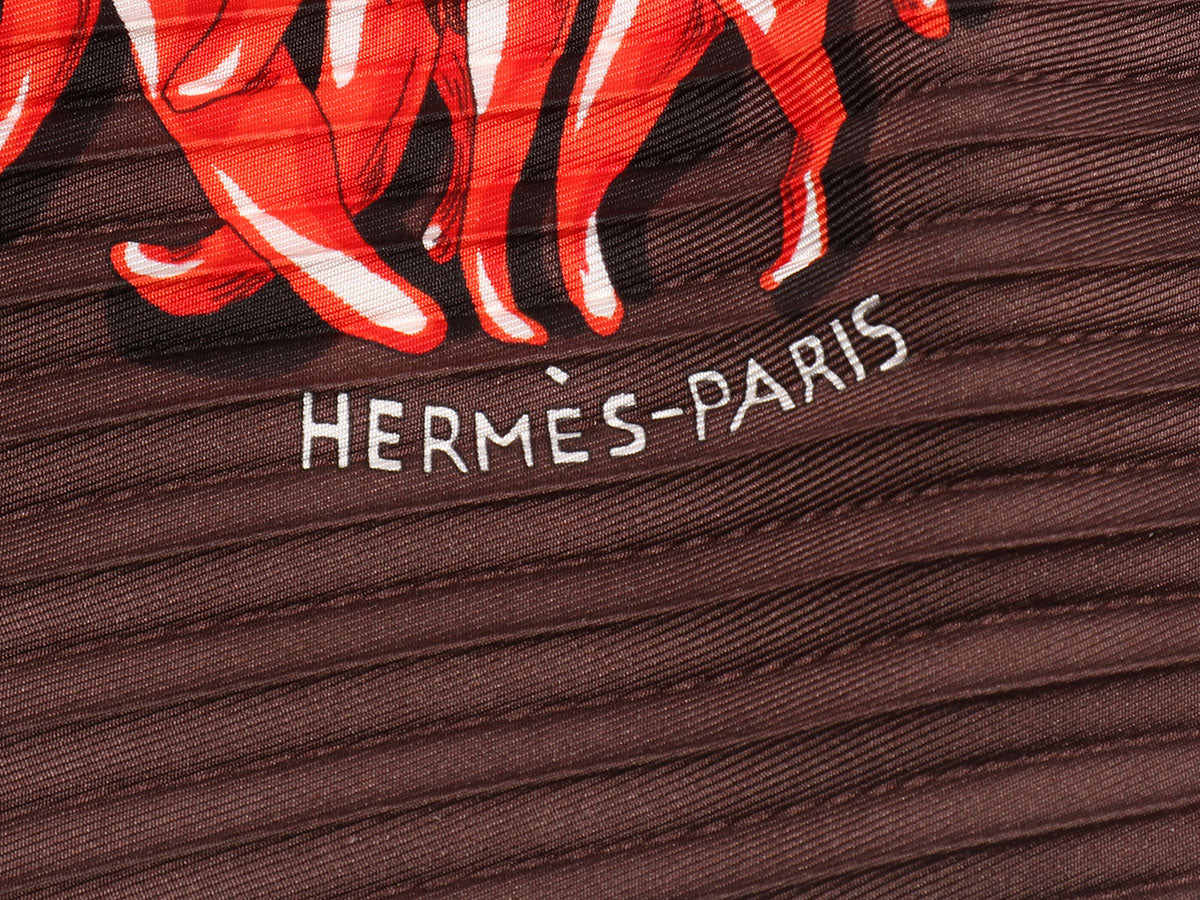 Hermes Plisse Orange Pleated Scarf 90cm - Ruby Lane