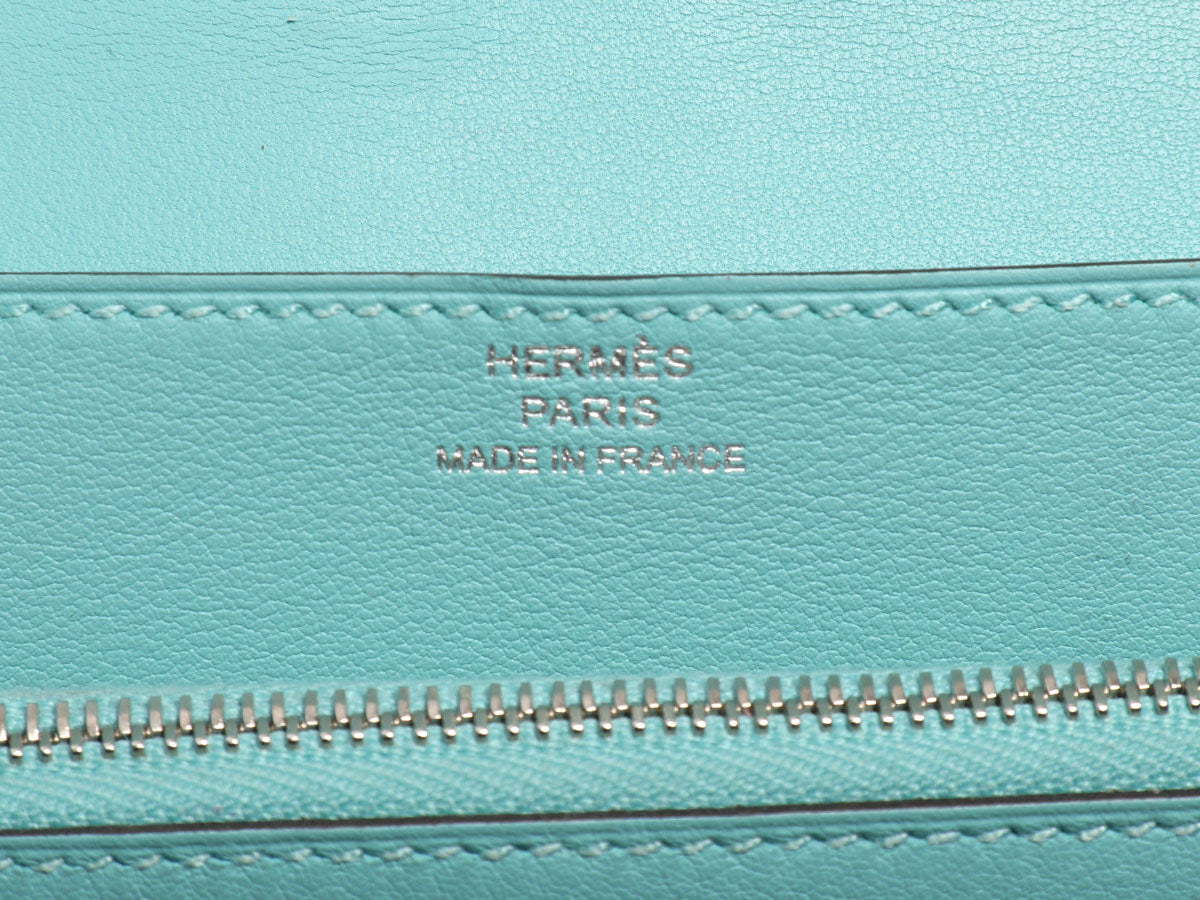 Hermès Bleu Atoll Swift Dogon Compact Wallet - Ann's Fabulous