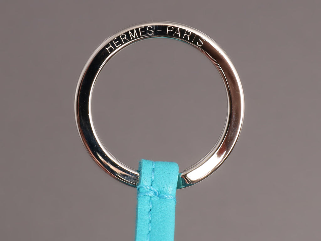 Hermès Blue Lambskin Carmen Key Ring