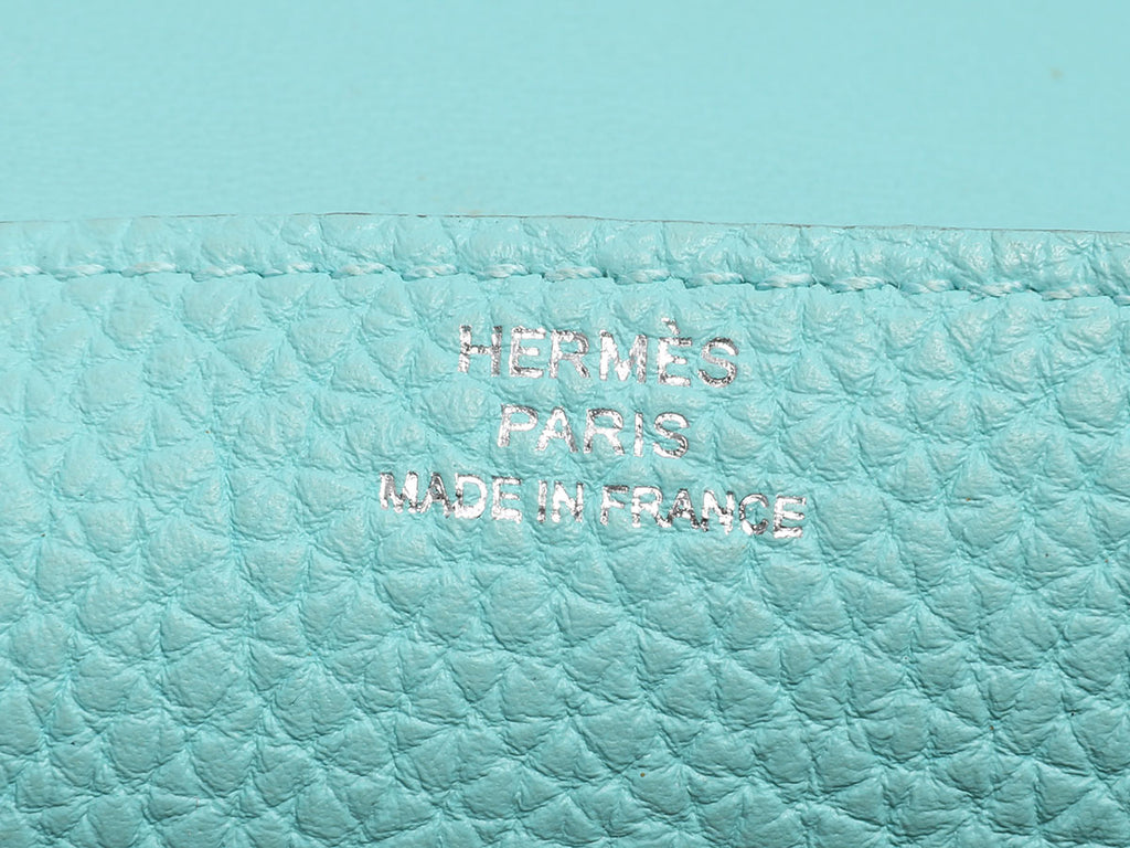 Hermès Bleu Atoll Clémence Dogon Card Holder