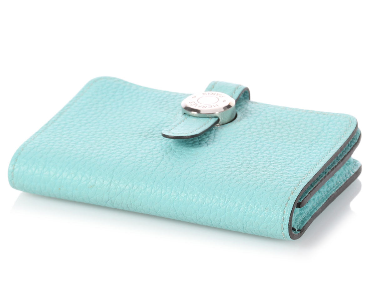 Hermès Bleu Atoll Clémence Dogon Card Holder - Ann's Fabulous Closeouts