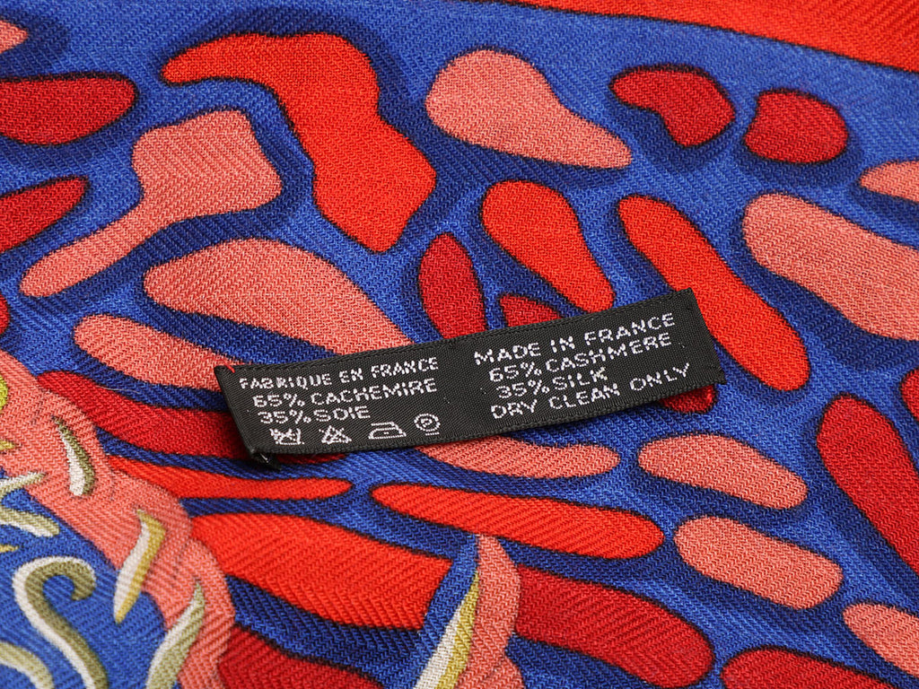 Hermès La Légende du Poisson Corail Cashmere Silk Shawl 140cm