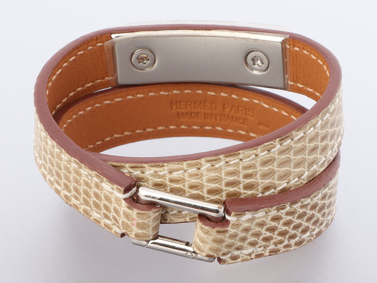 Hermès Ficelle Lizard Rivale Double Tour Bracelet