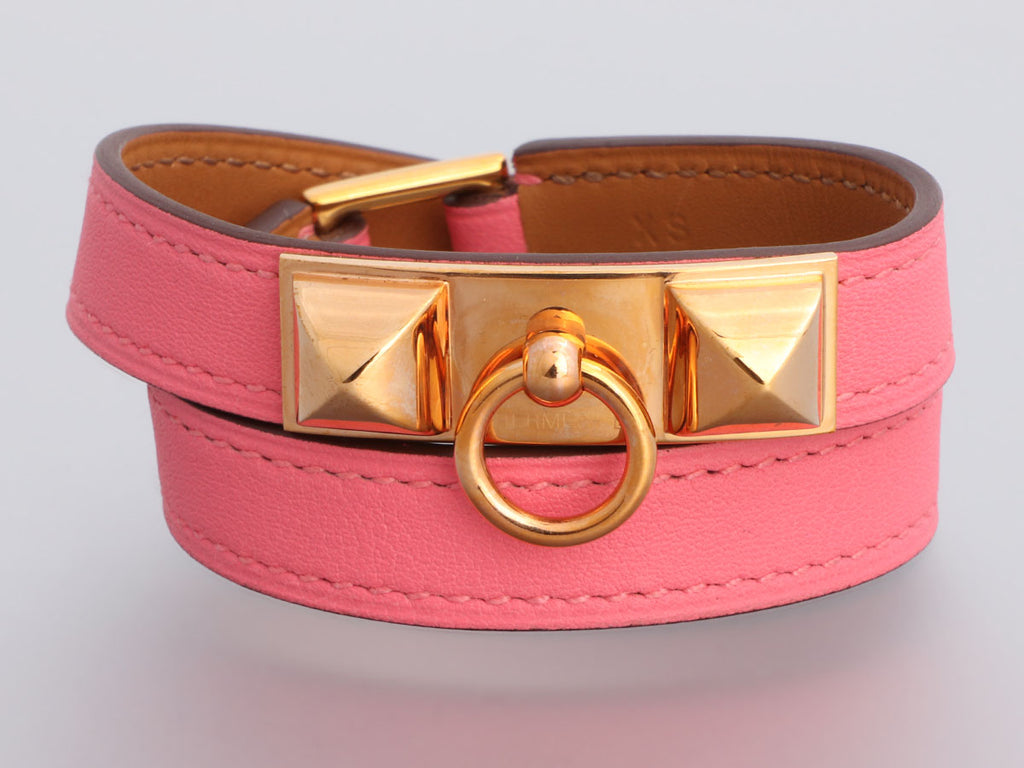 Hermès Pink Swift Rivale Double Tour Bracelet