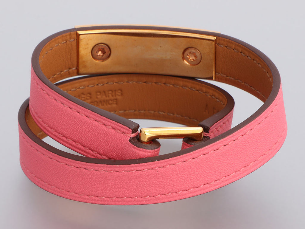 Hermès Pink Swift Rivale Double Tour Bracelet