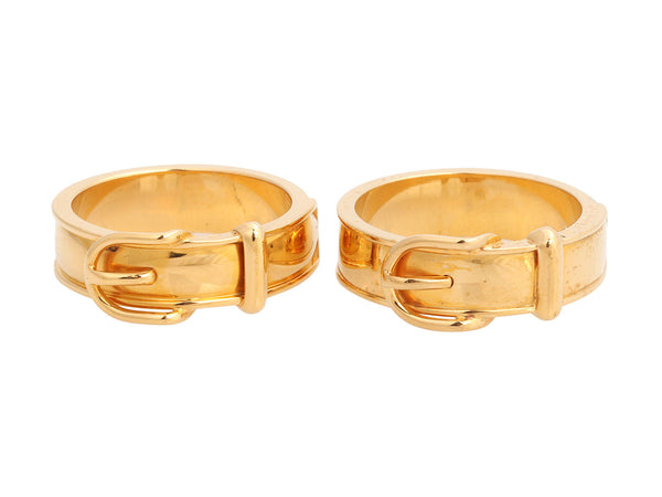 Hermès Gold Belt Scarf Ring Pair