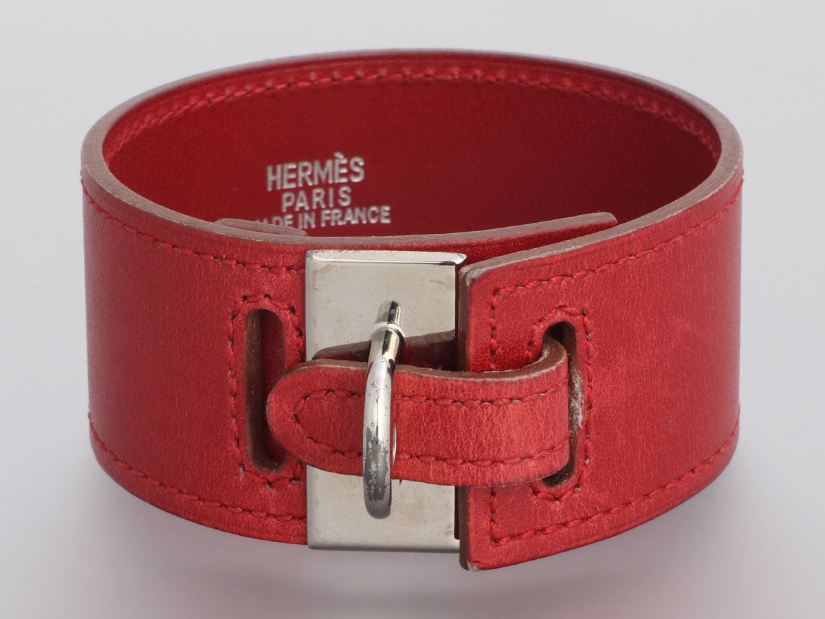 Hermès Wide Burgundy Leather Bracelet