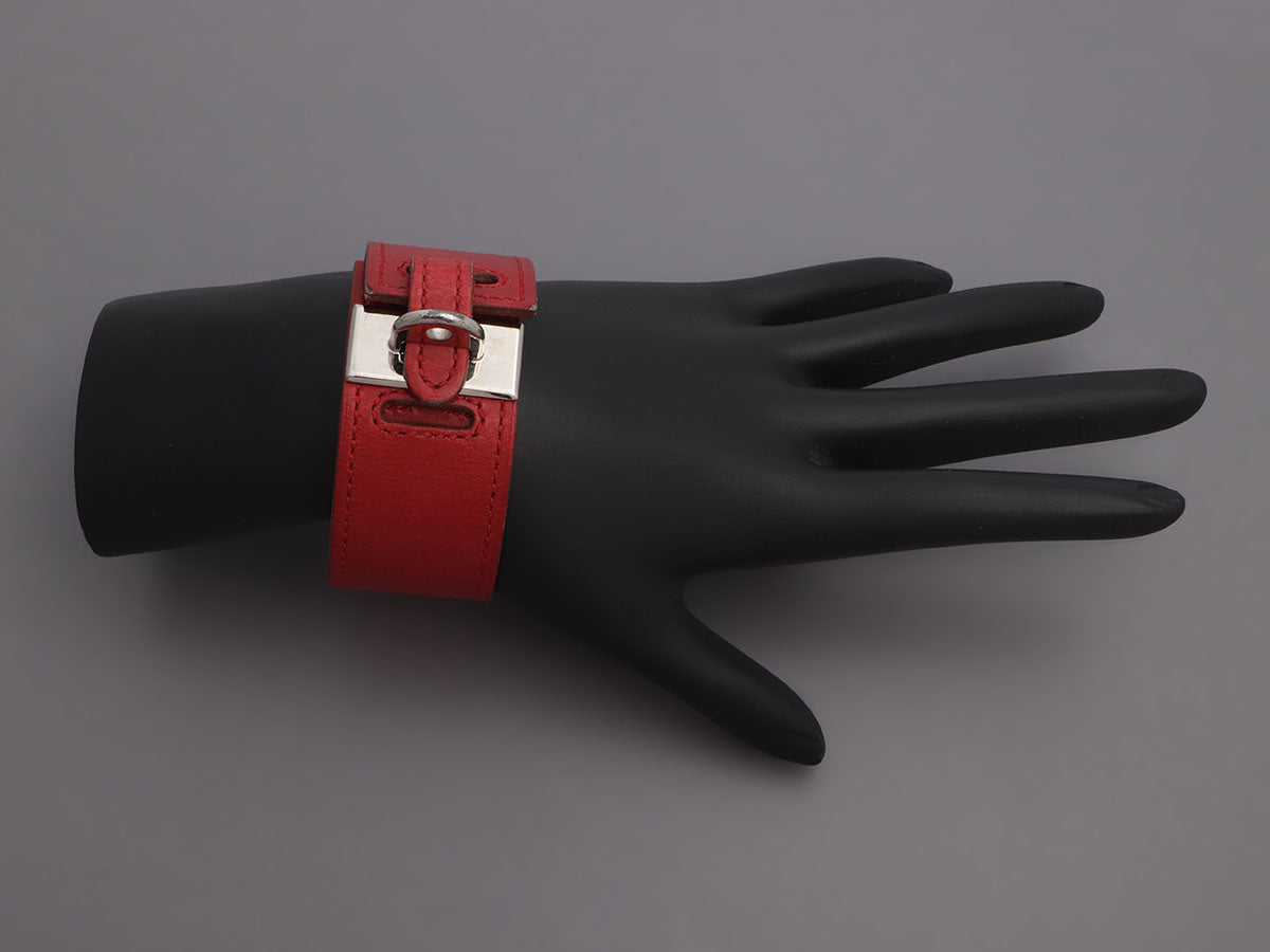 Leather bracelet Hermès Burgundy in Leather - 24519346