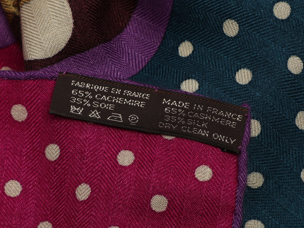 Hermès Clic-Clac à Pois Cashmere Silk Shawl 140cm