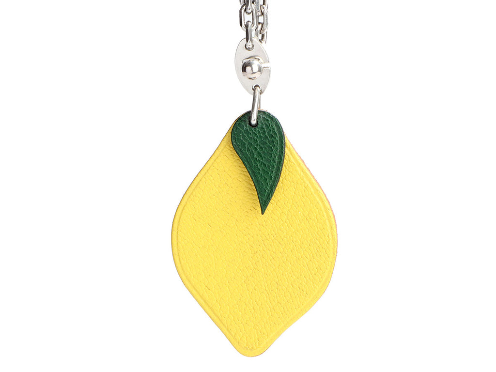 Hermès Yellow Chèvre Lemon Key Ring/Bag Charm