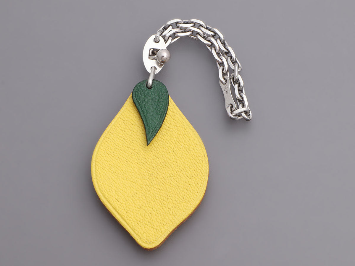 Hermès Chèvre Lemon Key Ring/Bag Charm - Ann's Fabulous Closeouts