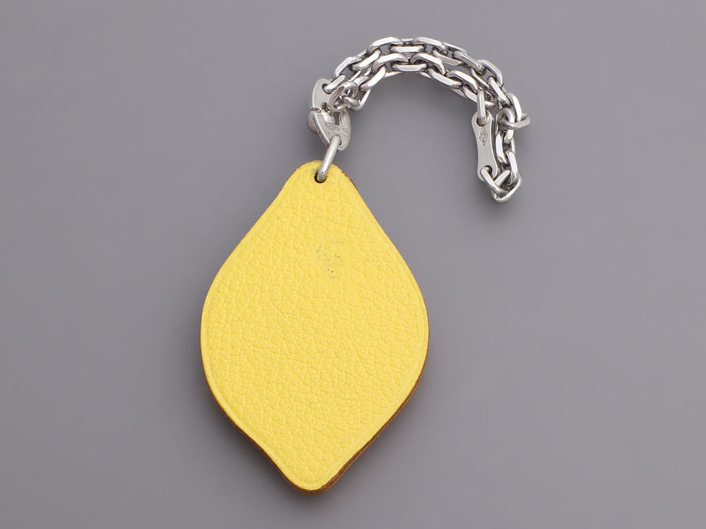 Hermès Yellow Chèvre Lemon Key Ring/Bag Charm
