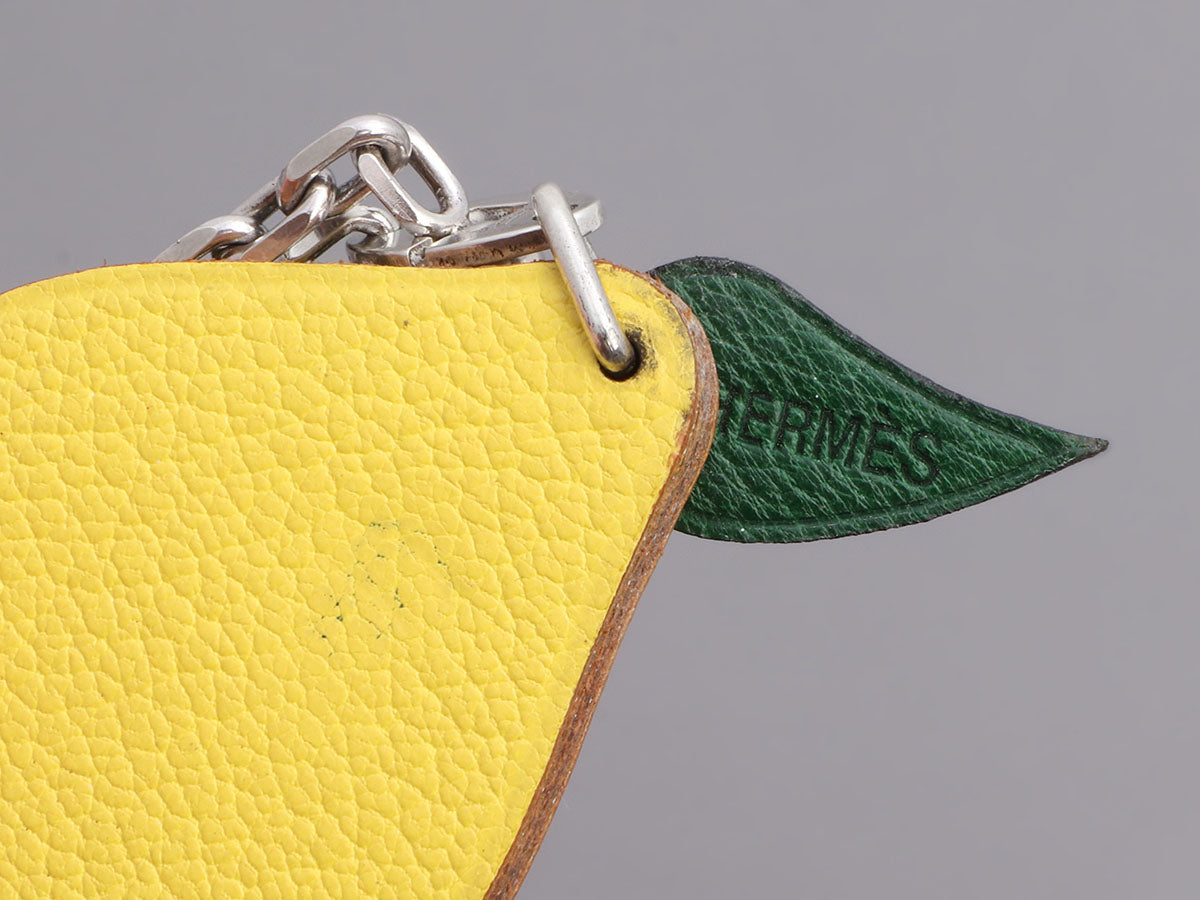 Hermès Yellow Chèvre Lemon Key Ring/Bag Charm - Ann's Fabulous