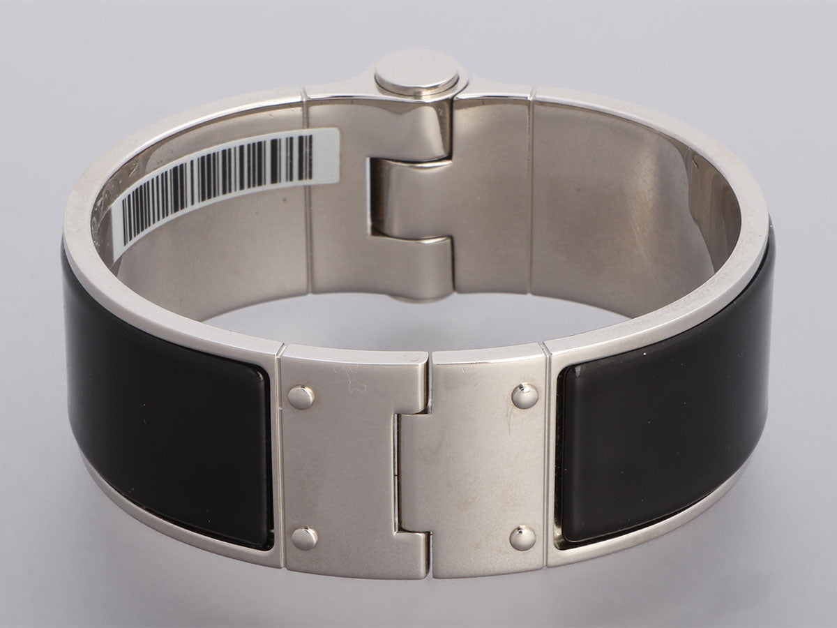 Classic Hermes Clic Clac H Bracelet BLACK Enamel Silver with bag and box |  eBay