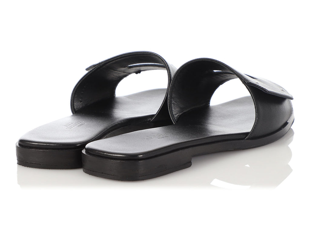 Hermès Black Chèvre View Sandals