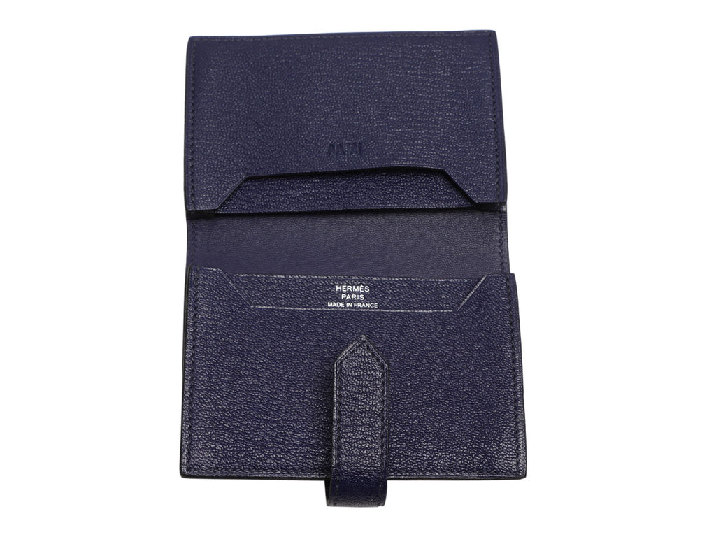 Hermès Bleu Encre Chèvre Béarn Card Holder