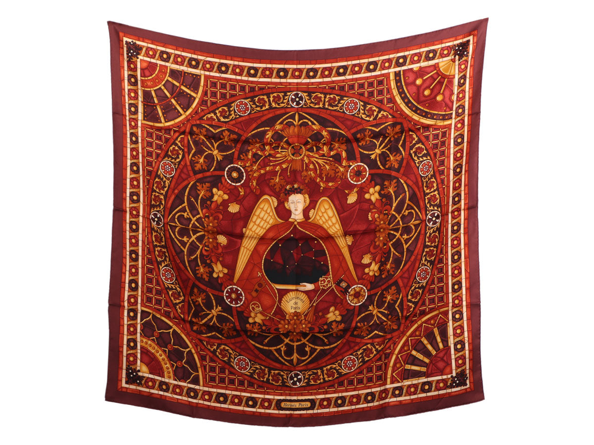 Hermes Silk Twilly Scarf Bolduc Orange on Black with Round Box