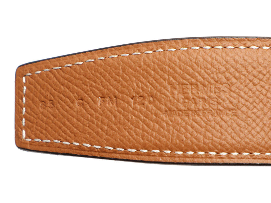 Hermès Rouge H and Gold Togo Reversible Belt Strap 32mm