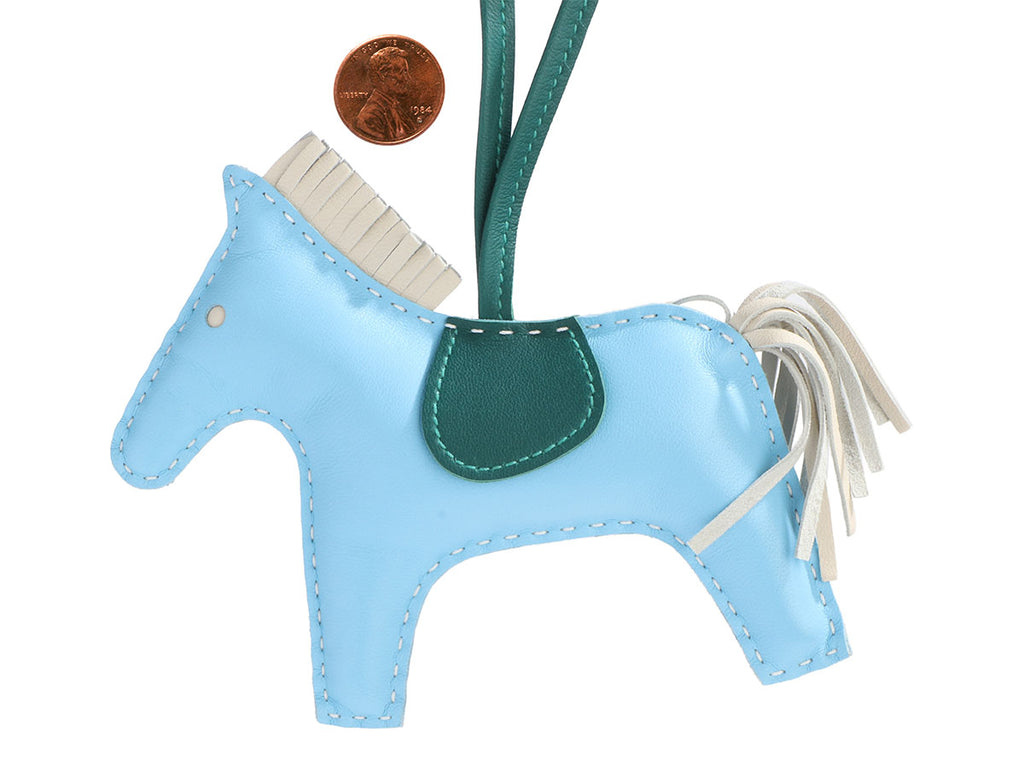 Hermès Céleste Lambskin Grigri Rodeo Horse Bag Charm MM