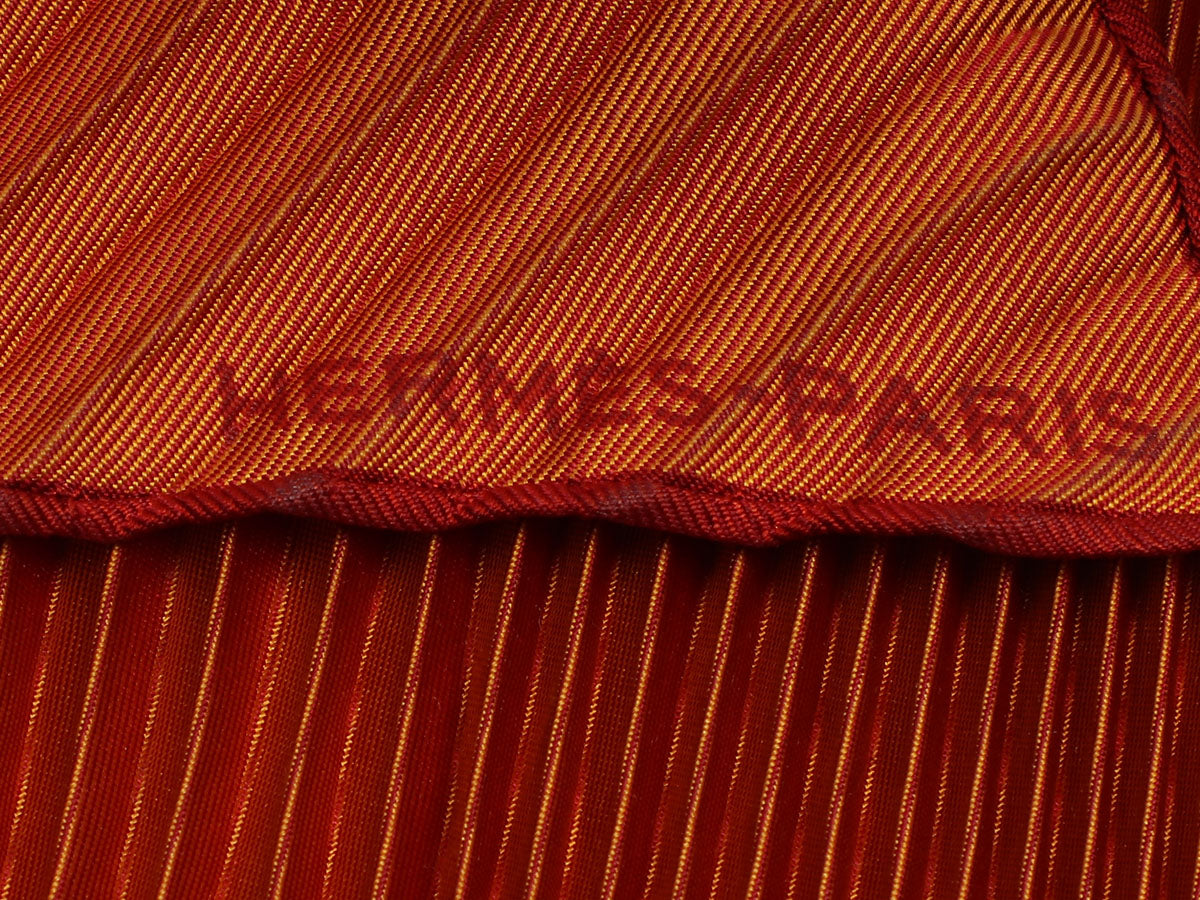 Hermes Plisse Orange Pleated Scarf 90cm - Ruby Lane