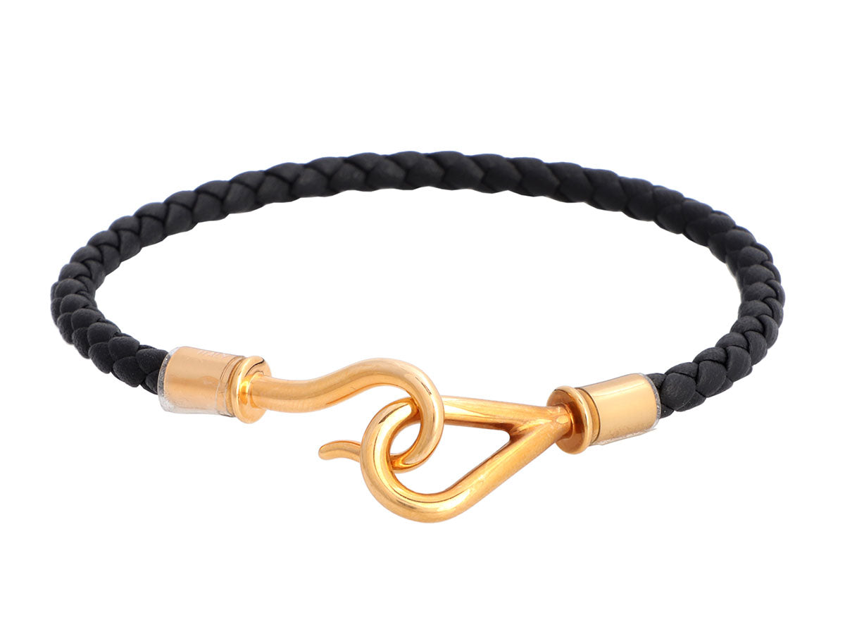 Hermès Black Leather Jumbo Hook Bracelet - Ann's Fabulous Closeouts