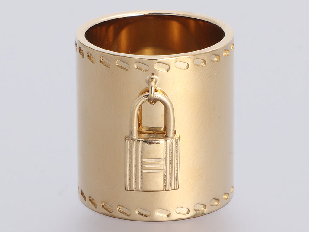 Hermès Gold Cadena Lock Charm Scarf Ring