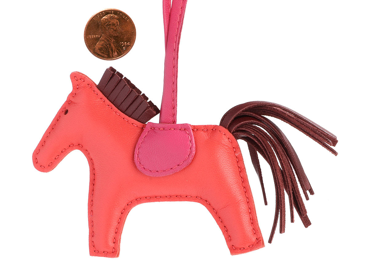 Hermès Rose Azalée Lambskin Grigri Rodeo Horse Bag Charm MM