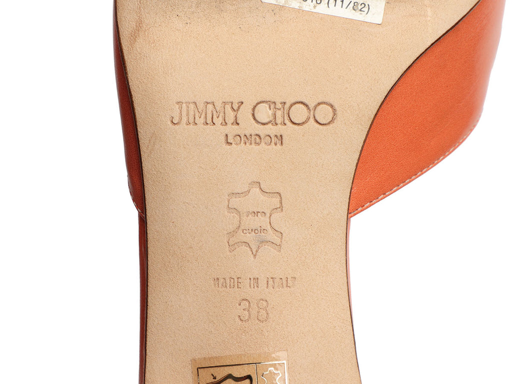 Jimmy Choo Orange Leather Slides