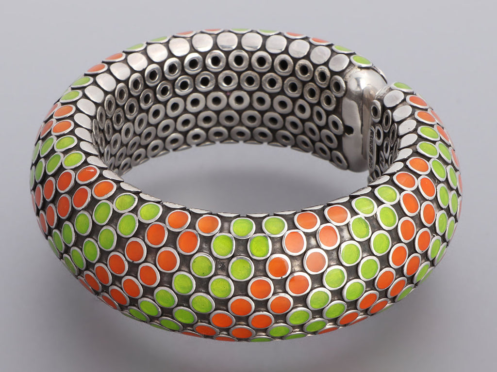 John Hardy Sterling Silver Enamel Dots Flex Bracelet