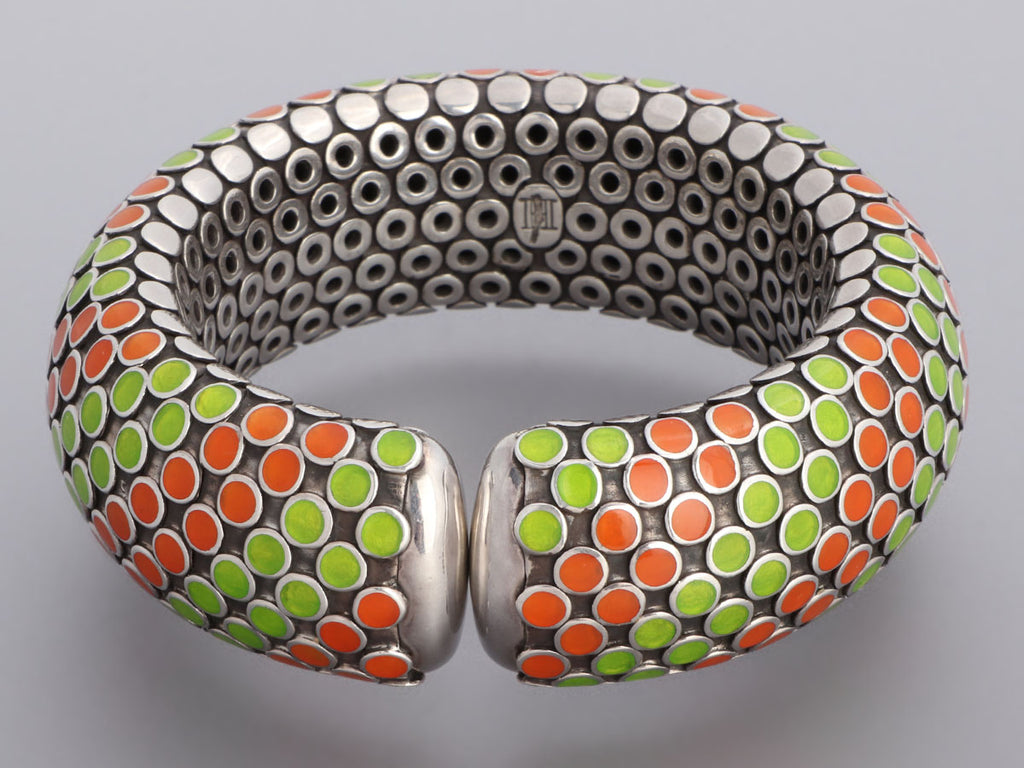 John Hardy Sterling Silver Enamel Dots Flex Bracelet