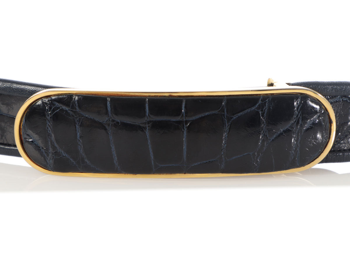Kieselstein-Cord Shiny Black Alligator Belt - Ann's Fabulous Closeouts
