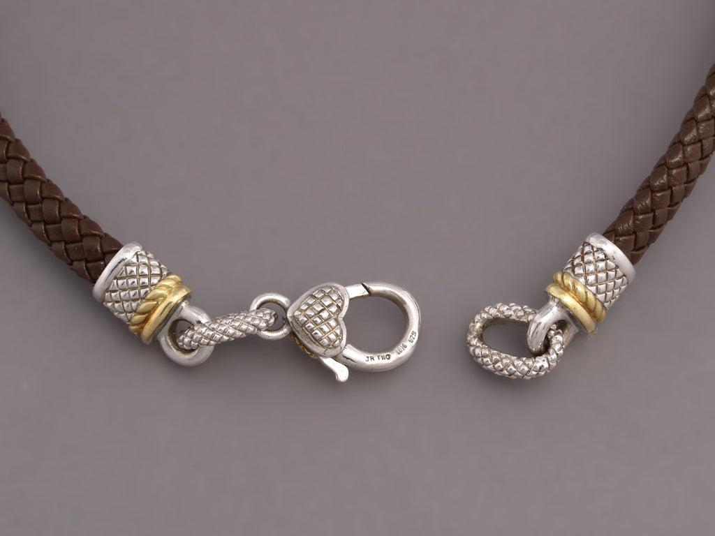 Judith Ripka Sterling and 18K Leather and Diamond Necklace