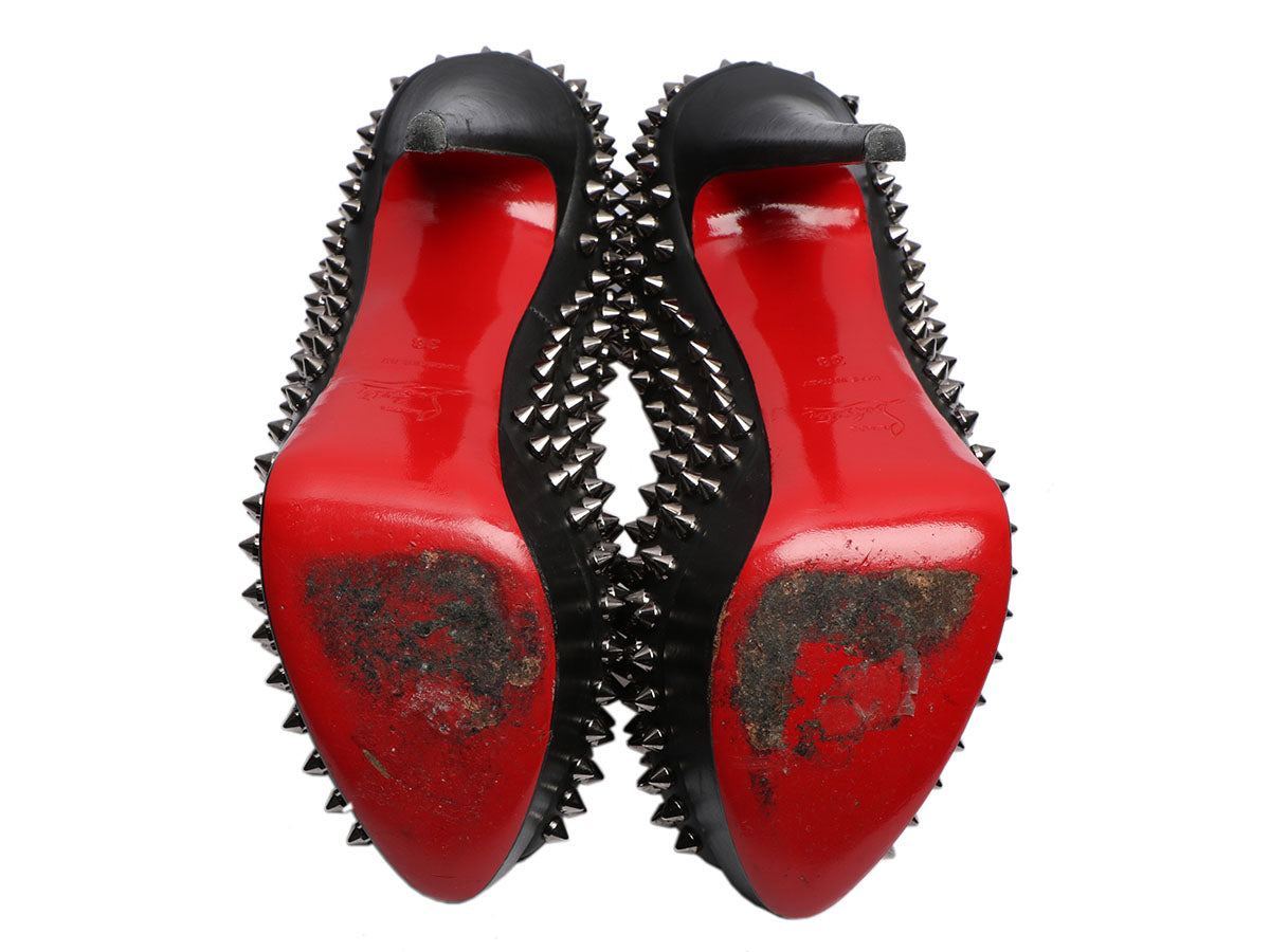 CHRISTIAN LOUBOUTIN Carapachoc 100 Spiked Leather Peep-toe Ankle