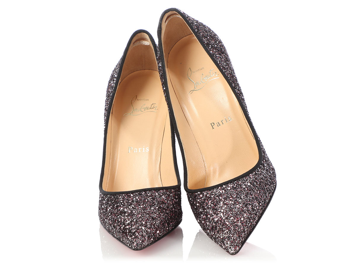 Christian Louboutin Rose Antique and Black Glitter Pigalle 100 Pumps -  Ann's Fabulous Closeouts