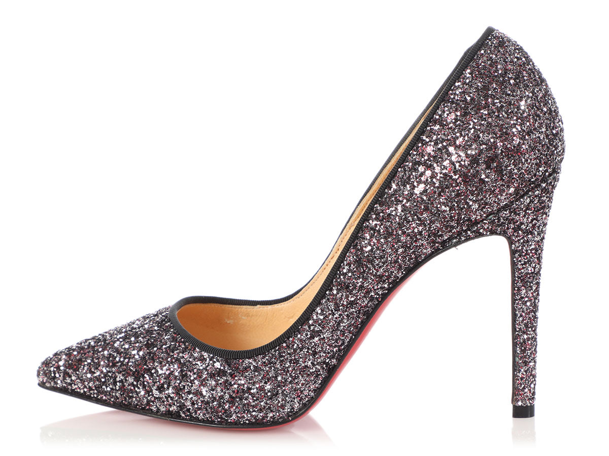 Christian Louboutin Rose Antique and Black Glitter Pigalle 100 Pumps -  Ann's Fabulous Closeouts