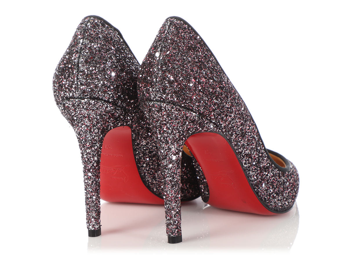 Christian Louboutin Rose Antique and Black Glitter Pigalle 100 Pumps -  Ann's Fabulous Closeouts