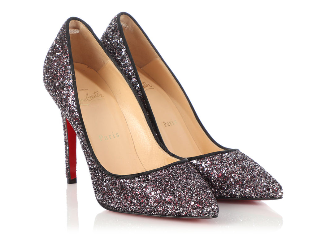 Christian Louboutin Rose Antique and Black Glitter Pigalle 100 Pumps