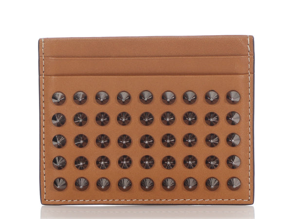 Christian Louboutin Brown Spiked Leather Card Case