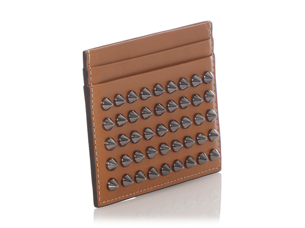 Christian Louboutin Brown Spiked Leather Card Case