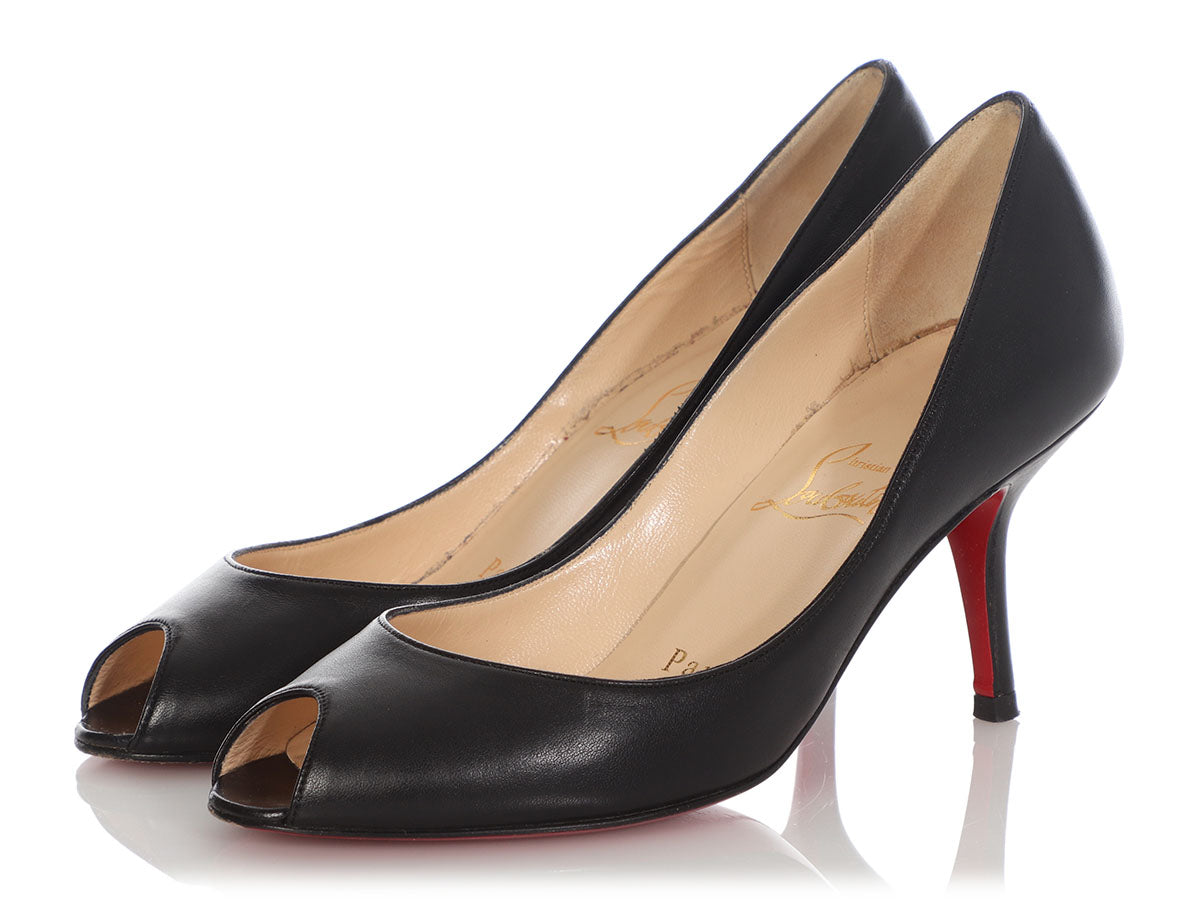 Christian Louboutin Black Materna Peep Toe Pumps - Ann’s Fabulous