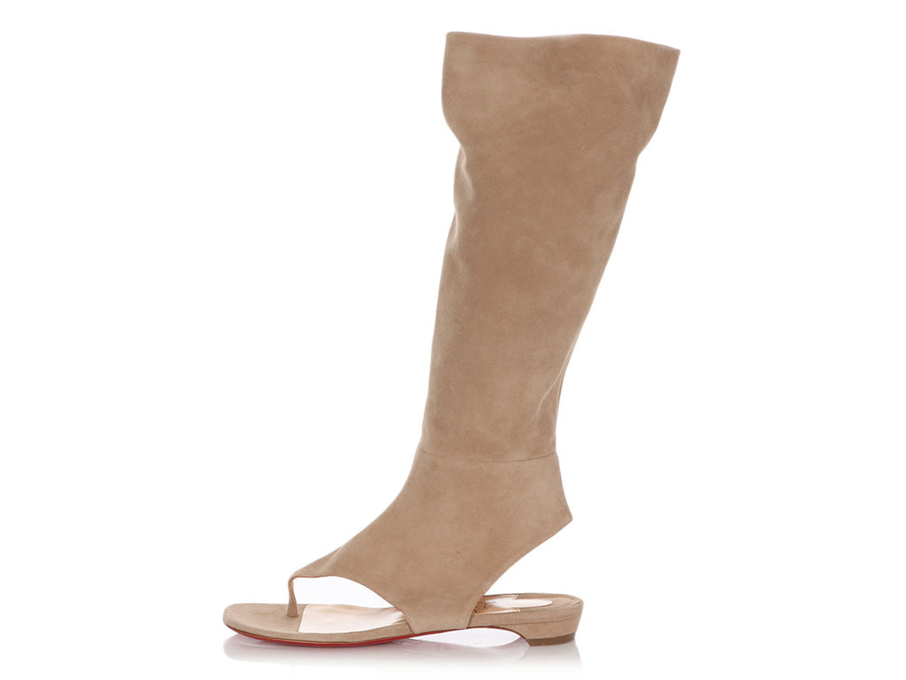 Christian Louboutin Beige Suede From Sand Flat Thong Boots