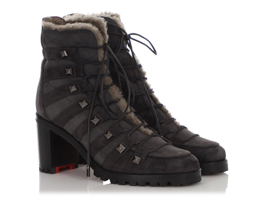 Christian Louboutin Gray Suede Chaletta Boots
