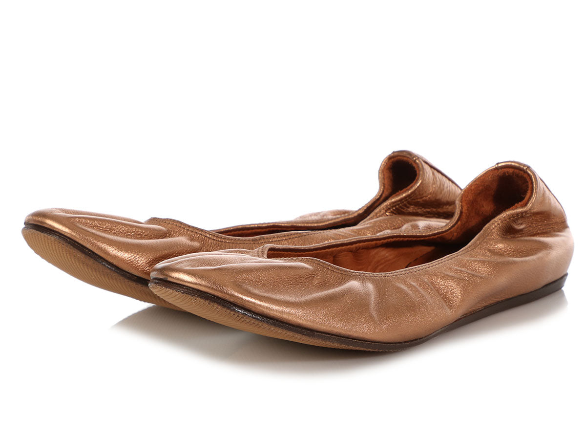 Lanvin Metallic Copper Ballet Flats Ann's Fabulous Closeouts