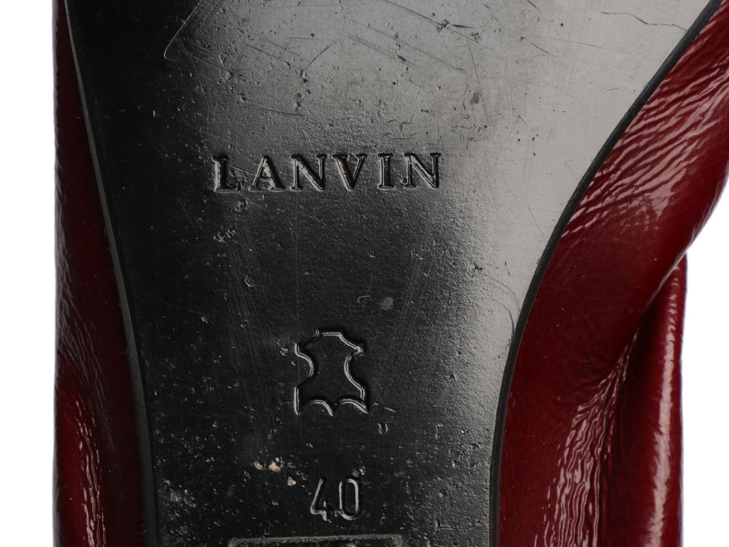 Lanvin Burgundy Patent Ballerina Flats