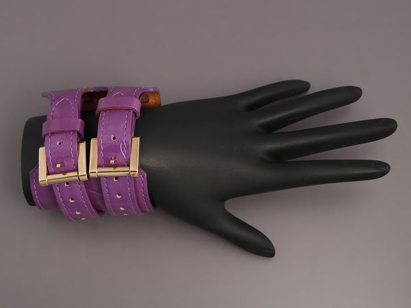 Louis Vuitton Purple Vernis Leather Double Buckle Bracelet